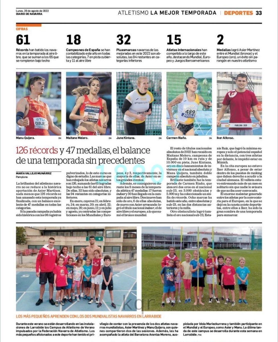 126 RÉCORDS NAVARROS 🔴
47 MEDALLAS NACIONALES 🇪🇦
15 INTERNACIONALIDADES 🌍
Y aún quedan meses de competición. Un año imposible de soñar. 😲
<a href="/deporte_na/">Deporte - Kirola</a> <a href="/gob_na/">Gobierno de Navarra</a> <a href="/deportegob/">CSD</a>