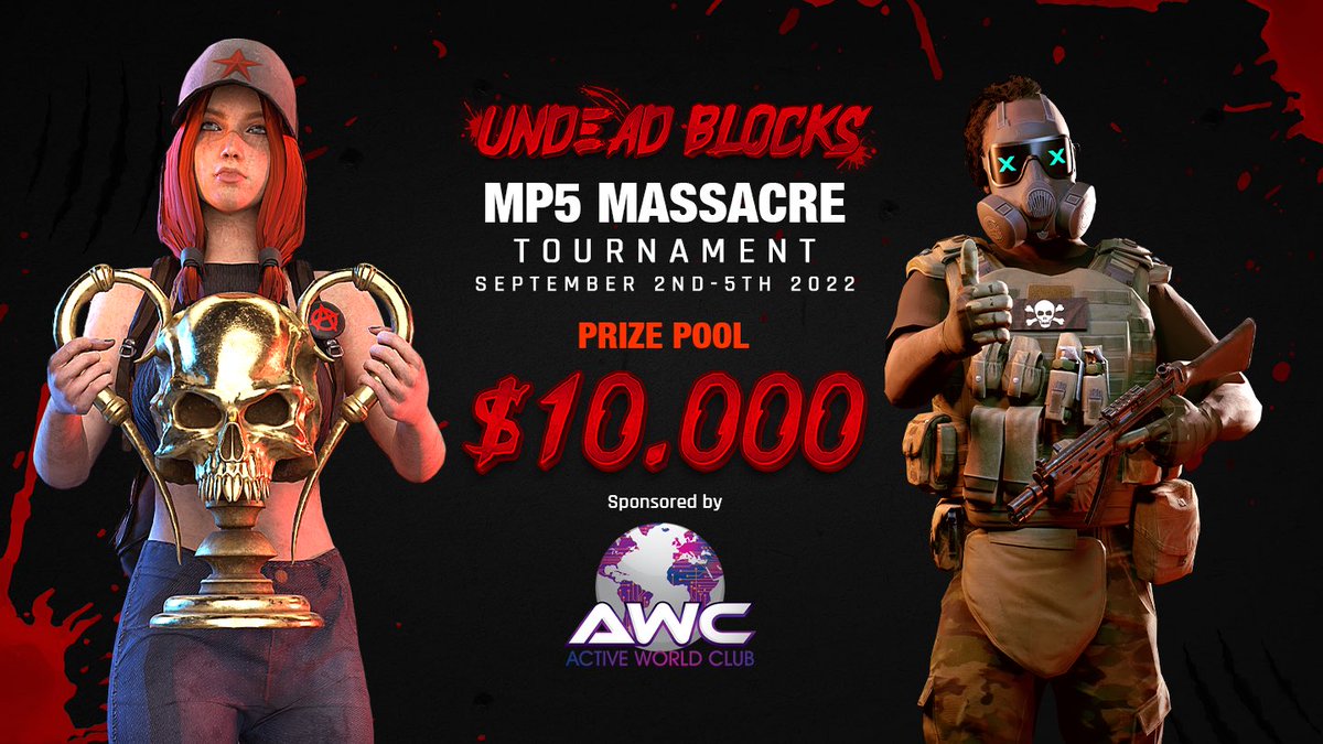 Undead Blocks (@undeadblocks) on Twitter photo 🚨The $10K MP5 Massacre sponsored by <a href="/AWC_TheClub/">Active World Club</a> begins in 48 hours!🚨
💸Compete for $10,000 in prizes
🏆$250 to first place 
📍September 2nd - 5th
🎮 Beta -> Wagyu.io 
✖️No NFT or crypto required to enter
🎥: <a href="/MazerHQ/">Mazer</a> 
RT if you’ll be hitting the boards! 🫡 🚨The $10K MP5 Massacre sponsored by <a href="/AWC_TheClub/">Active World Club</a> begins in 48 hours!🚨
💸Compete for $10,000 in prizes
🏆$250 to first place 
📍September 2nd - 5th
🎮 Beta -> Wagyu.io 
✖️No NFT or crypto required to enter
🎥: <a href="/MazerHQ/">Mazer</a> 
RT if you’ll be hitting the boards! 🫡