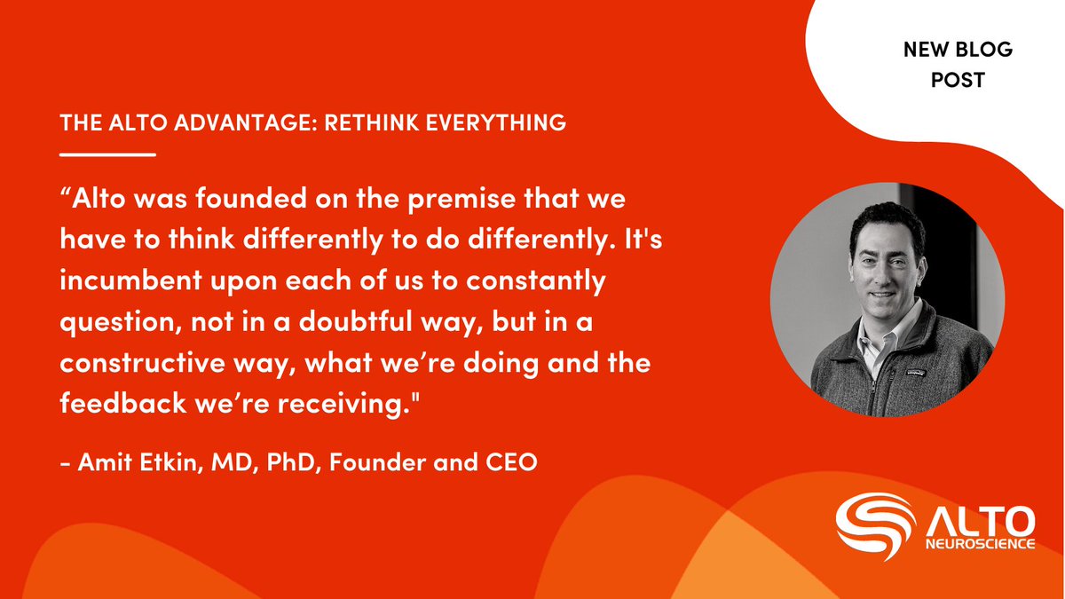 Our recently published #AltoInMind blog post is part 1 of a 5-part series called The Alto Advantage, where we cover Alto’s guiding principles for pioneering #PrecisionPsychiatry. Read CEO <a href="/AmitEtkin/">Amit Etkin</a>’s take on how we #RethinkEverything here: bit.ly/3R4IJ7f