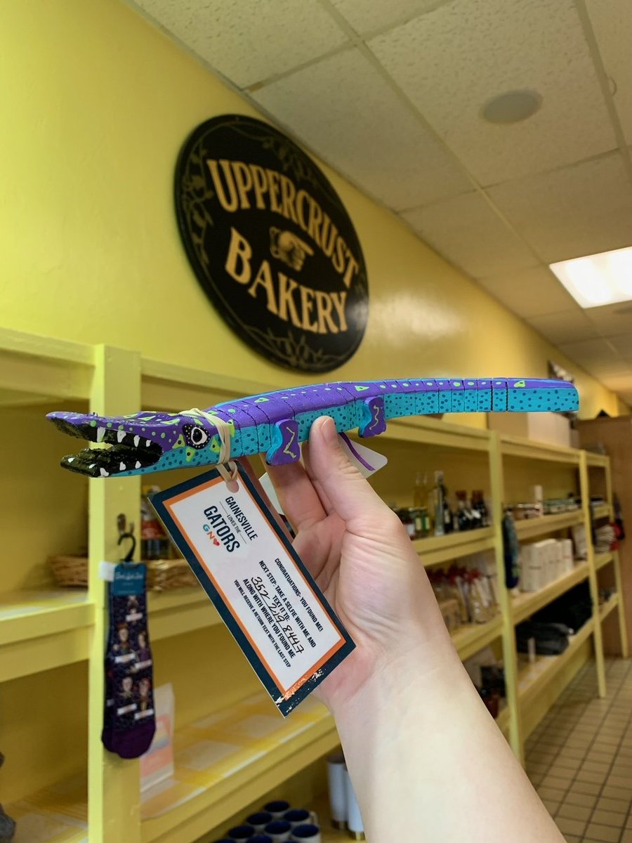 GNVChamber's tweet photo. Gator found!! This colorful gator, created by artist Linda Pence, was scooped up at Uppercrust this morning! We hope you also scooped up some tasty goodies!
#gnv #gnvloves gators #dukeenergy #gainesvillesportscommission #artisansguildgallery https://t.co/h2e0uJA8QK