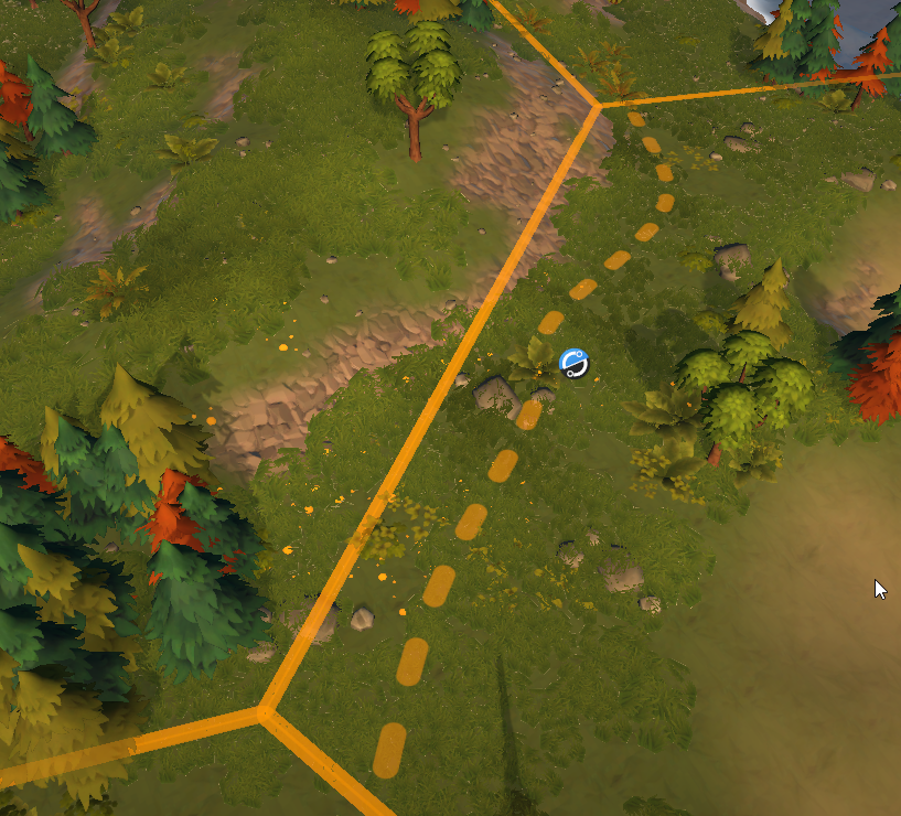 RequiosDev's tweet photo. New curved and dotted lines to indicate different areas on the map. (The hard straight lines are the old ones.) #indiedev #madewithunity #screenshotsaturday https://t.co/1PjWrUUOI1
