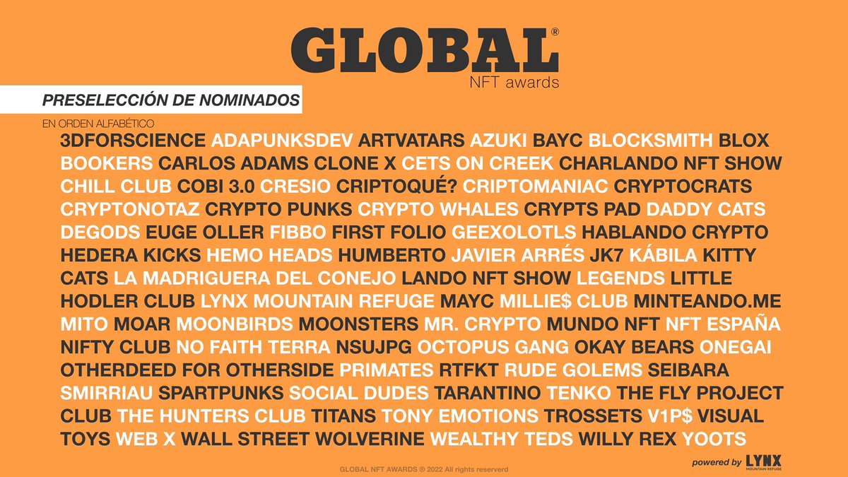 GlobalNftAwards's tweet photo. Preselección de los Global para la temporada 2021-2022

Quiénes estarán dentro de cada categoría?

🎫 Regalaremos un pase Vip para asistir al evento entre los que compartan el tweet https://t.co/NmJ8fXituS