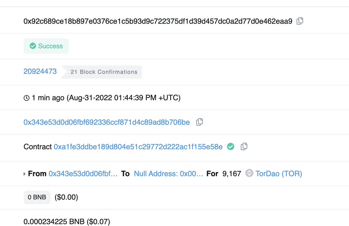 Tor_DAO_'s tweet photo. 🔥🔥We have completed the repurchasing and destruction of the #Tor for today. 

✅The total repurchasing value is 7200 USDT. 
✅The destroying amount is 9167 #Tor. https://t.co/0XunFncvOF