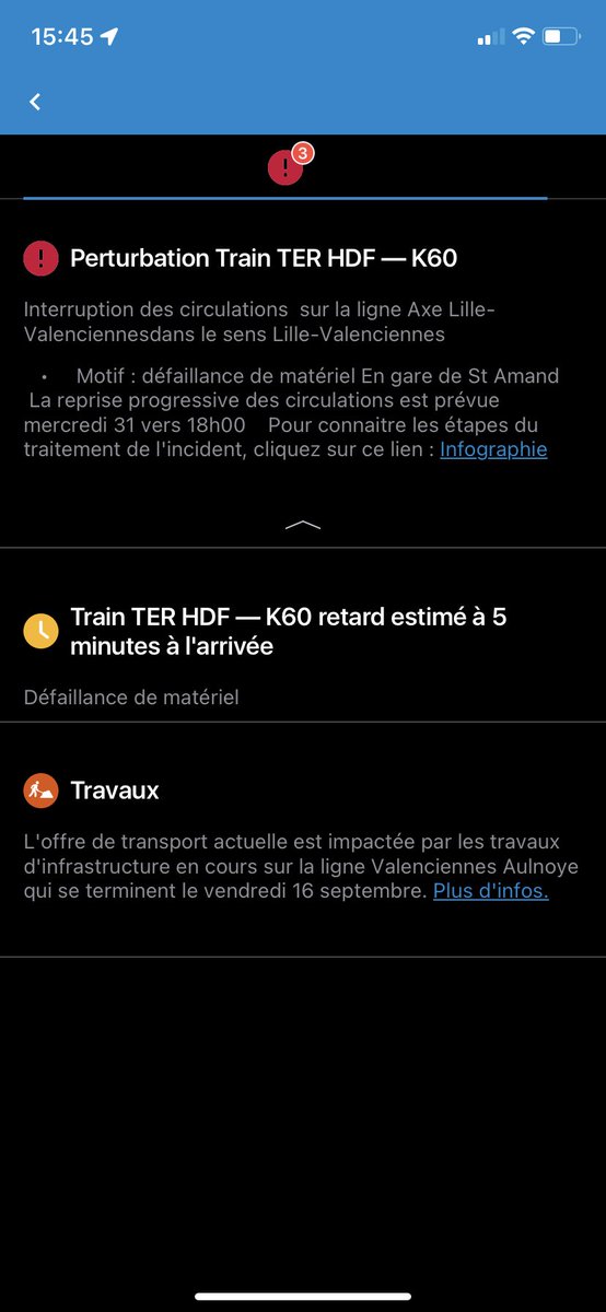 PerrineBenoit's tweet photo. @TERHDF bonjour, le train k60 circule t’il ou non ? Car ils mettent un retard et dans les infos une interruption de circulation https://t.co/1wkW3tazgo