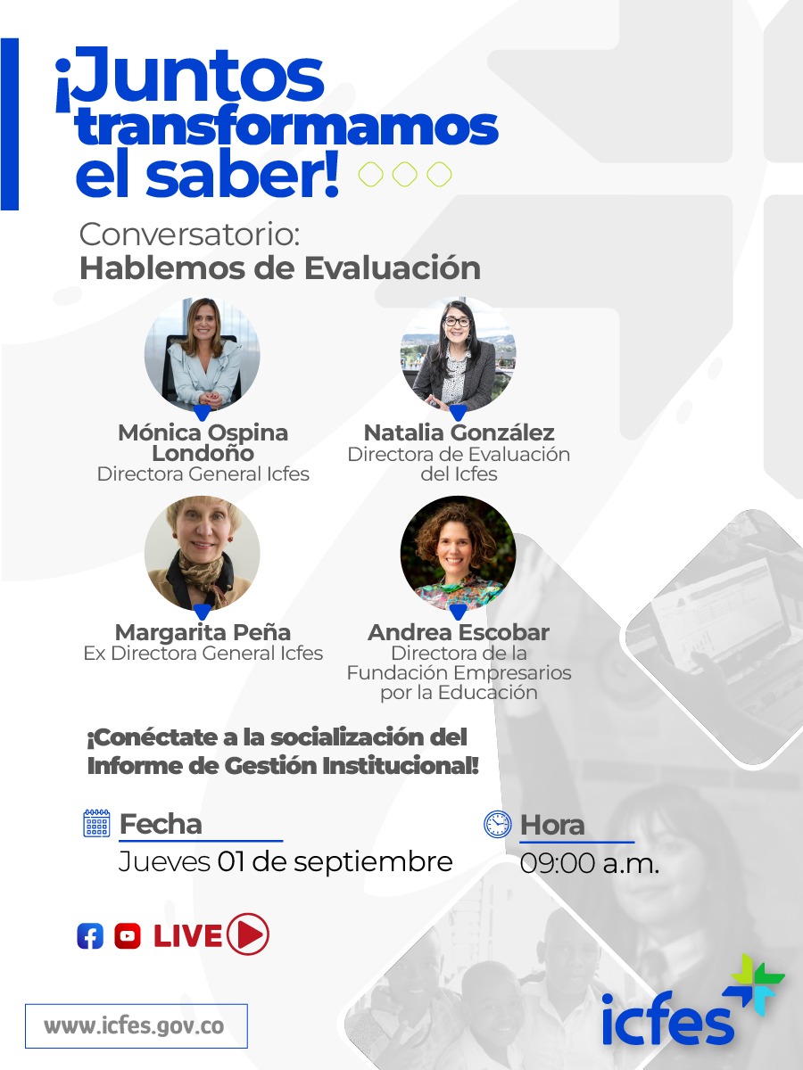 Fundacion_ExE's tweet photo. ✅Nuestra directora @Andreaevila participará del conversatorio "Hablemos de educación" del @ICFEScol, en donde actores del sector analizarán los avances de la entidad para mejorar de la calidad de la educación en el país

¡Acompáñenos!

🗓️1/09
⏰9:00 AM
🔗 https://t.co/CQmzySjCOz https://t.co/yKr8NmZe5U