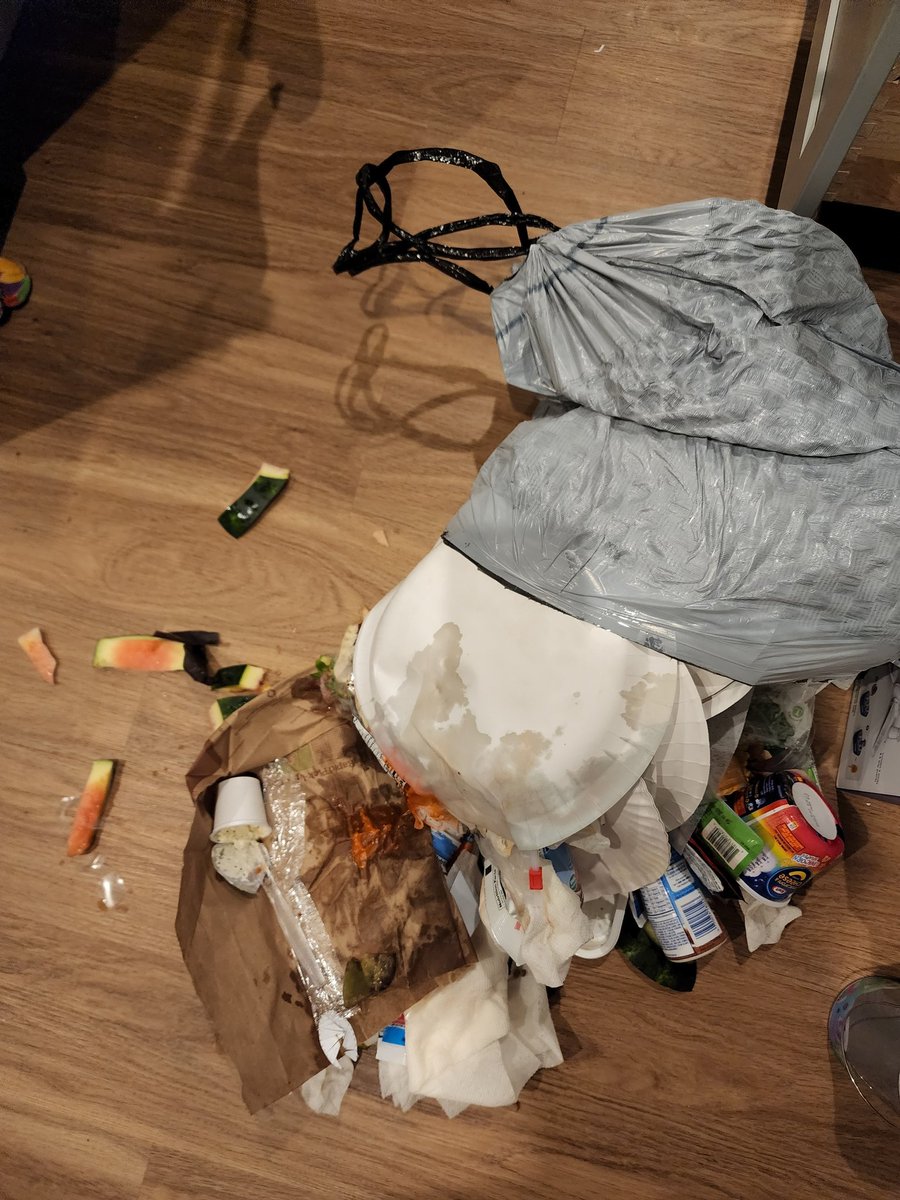 Green_CS's tweet photo. @gladproducts just dumped an entire bag of garbage on the floor due to your bag seam not being sealed. #gross #somad https://t.co/OoNkzThG7J