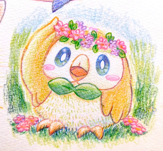 #フォロワーさんの推しが描きたい 4枠目、モクローちゃん!花冠を君に 