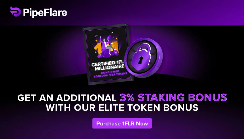PipeFlare's tweet photo. Get An Additional 3% Staking Bonus With Our Elite Token Bonus. Purchase 1FLR Now. 👉 https://t.co/wKdNcZdVyU

On Top Of This Staking Bonus, You Will Also Receive A Unique 1FLR Millionaire NFT AND An Extra 10% Faucet Claim Bonus! 💸

#makingmoneyfromhome #cryptoinvestment https://t.co/dPNrpGXk6C