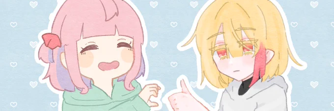おむてゃと合作ヘッダー企画した!!!!ラフと2枚目の仕上げとそれぞれのおむらいすをおむてゃが描いてくれて、1枚目の仕上げとそれぞれのしおをしおちゃづけが描きました!!!!!!!!!!かわいかろ…天才じゃ……しおちゃづけのヘッダーはbioにある日常垢の方で使う予定ですkawaii 