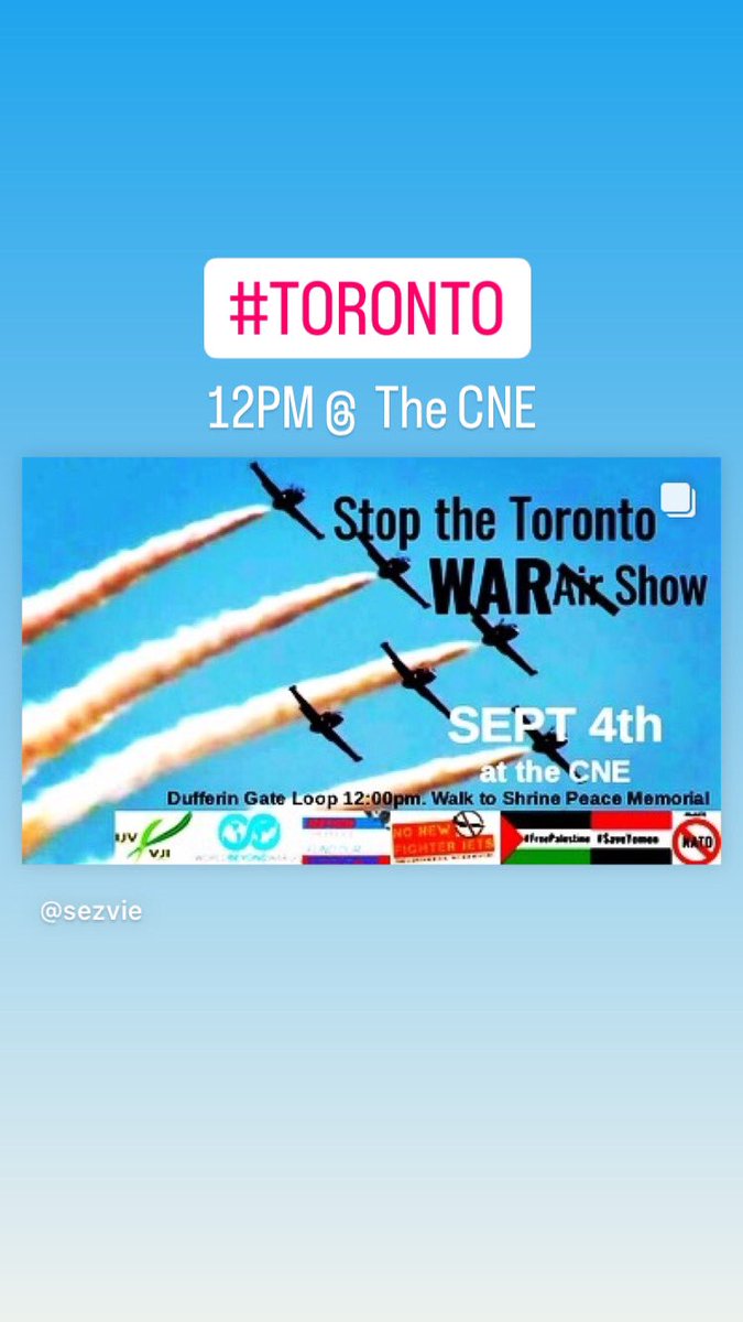 It is incredibly re-traumatizing to the thousands of Torontonians who fled war zones, many bombed by the CF-18s & F-35 that flying over Toronto this weekend Sept 4th 2022. Most recently in #Afghanistan #Palestine  @WBWCanada #Yemen #notonato #nonewfighterjets Cancel @CIASToronto