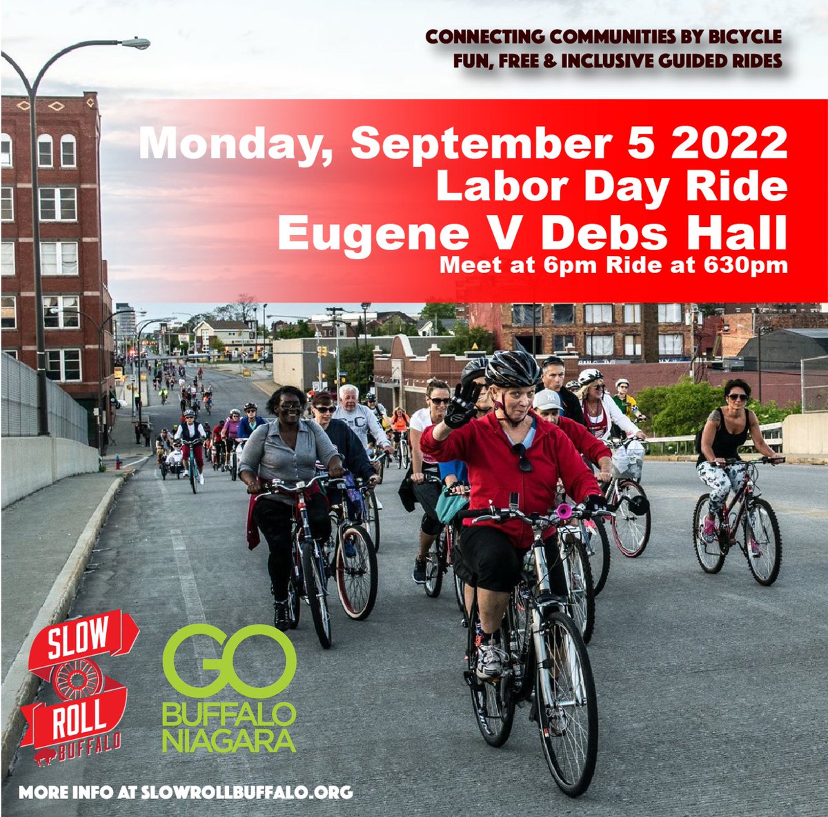 We're teaming up with <a href="/slowrollbuffalo/">Slow Roll Buffalo</a>  for their Labor Day ride on Sept. 5th to talk about sustainable transportation! See you there!