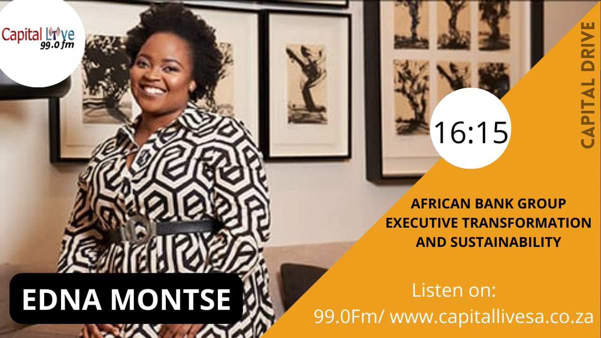 Capitallivesa1's tweet photo. [Coming Up]

We will be talking ESD summit with Edna Montse from African Bank @ 16:15.

#CAPITALDRIVE326
#UnlockingAfrikanPotential

99.0FM in Mamelodi, Eesterust, Sunvalley and Silverton 
@AfricanBank 
@_aserie 

https://t.co/dayN6FdK64 https://t.co/vF9dbQVWQg
