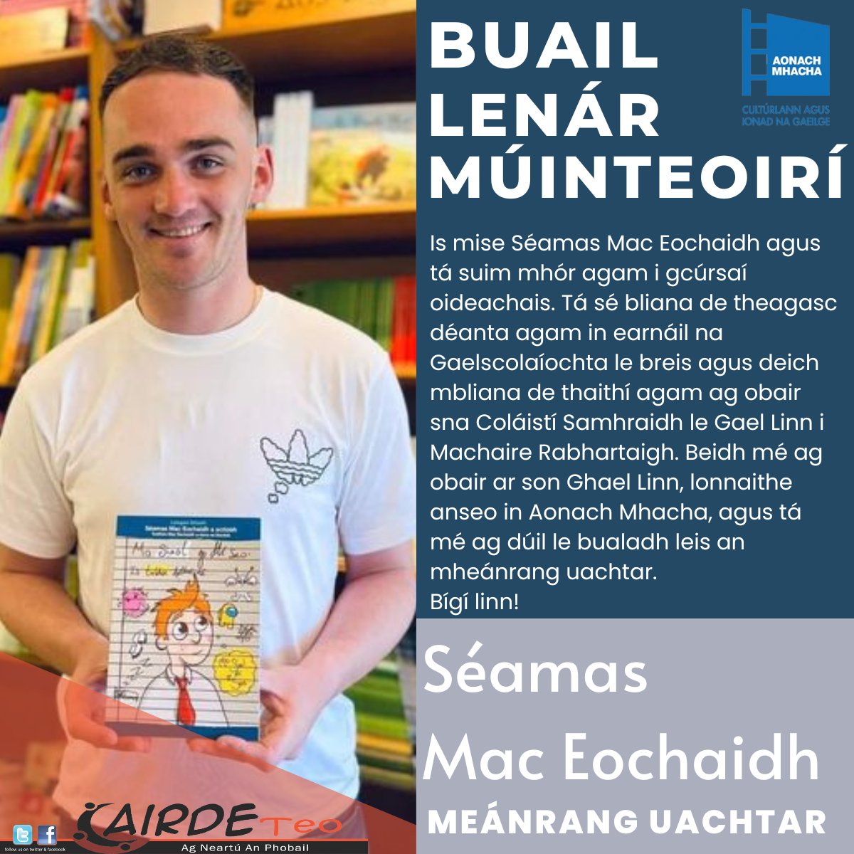 An chéad duine eile atá linn do na ranganna ná Séamas Mac Eochaidh atá ag glacadh an Meánrang Uachtar 😀
Cláraigh anois anseo - 
cairdeteo.com/events/autumn-…