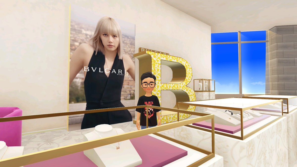 joeyalarilla's tweet photo. Couldn’t find @BLACKPINK #LISA’s avatar yet in @zepeto_official’s @Bulgariofficial World on Jeju Island, which opened today. So took selfies first in front of her #BULGARI video ad and had a cup of coffee at the café 😃

#ZEPETO #metaverse https://t.co/5tcBekx5zo