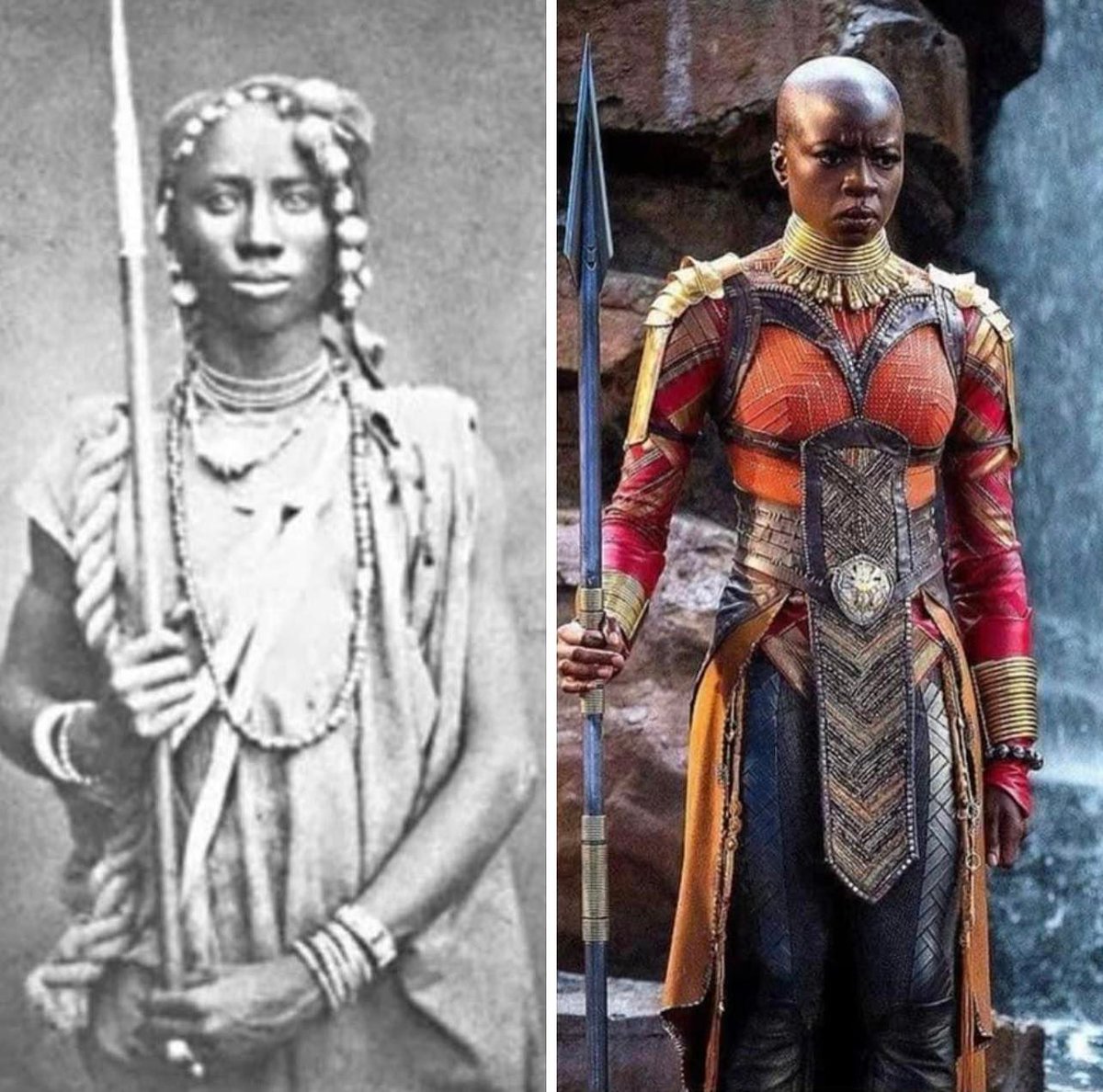 AfricanAncestry's tweet photo. The Dahomey Amazons were a all-front female military regiment of the Kingdom of Dahomey Benin Africa. Known for their fearless attributes, amazing sword and spear skills. Wakanda got their inspiration from these fearless women.

📸: The Black Kings &amp; Queens Project https://t.co/lkE8OKm6pL