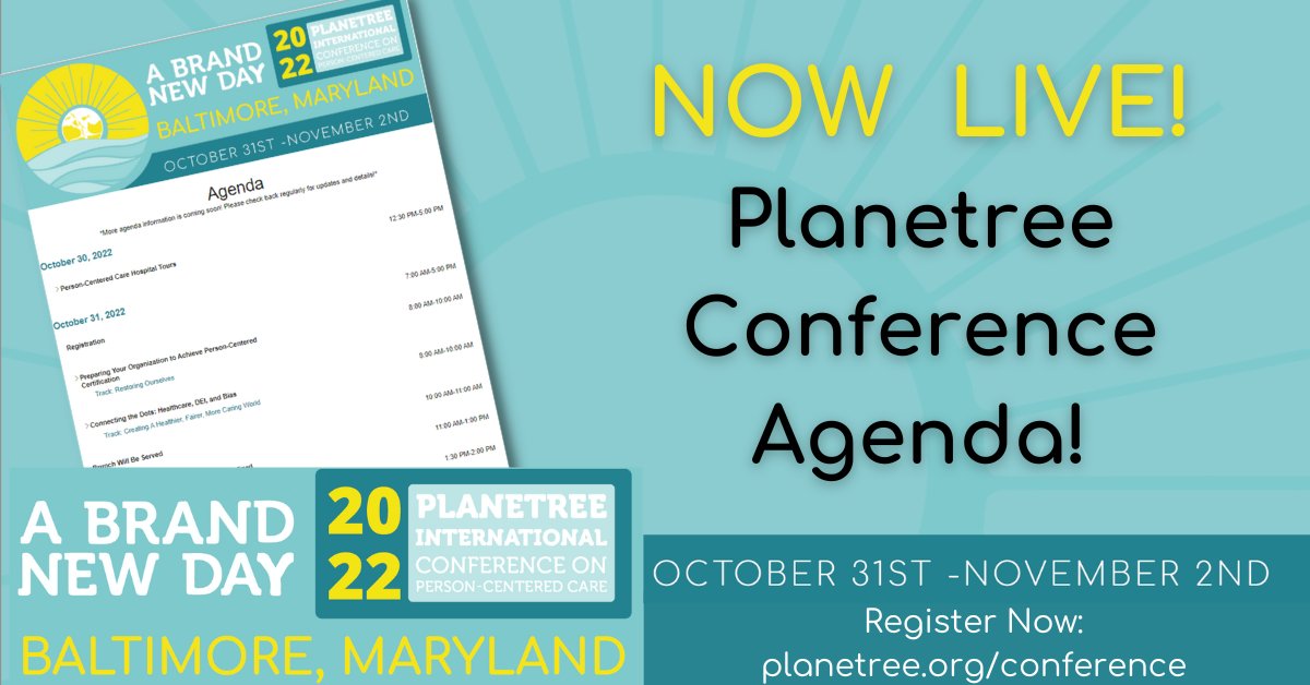 We are thrilled to announce that the Fall 2022 Conference agenda is now LIVE on our conference website! Click the link to explore over 50 new and inspiring topics being presented in Baltimore! 

Register today! We hope to see you there! bit.ly/3NNW6XI
#Planetree22
