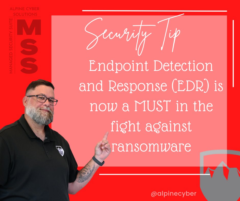 AlpineCyber's tweet photo. We include managed EDR with our Managed Security Suite. Stop ransomware attacks before they happen!

Do you make time for #Cybersecurity? Let Alpine Cyber do it for you with our Managed Security Suite. Get safe - reliably and affordably. https://t.co/GyQ3e7BcrJ https://t.co/WiaD1AdOzb