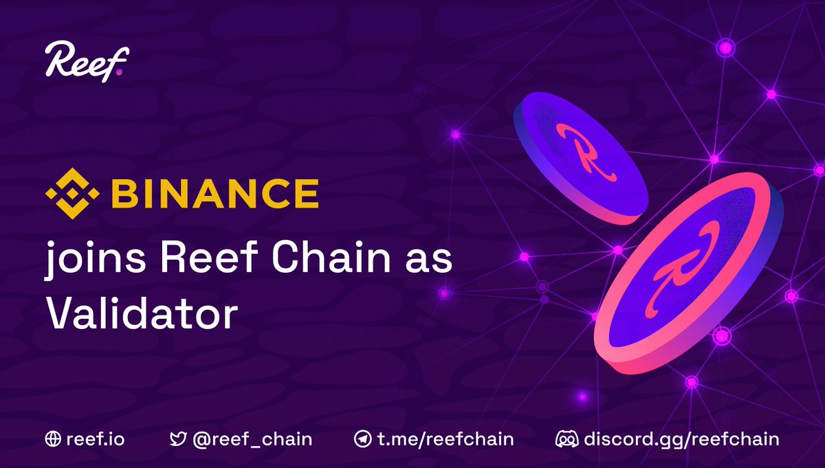 1) 🥁 We are thrilled to welcome @binance to the family of #ReefChain  validators. Apart from operating one of the leading crypto exchanges in the  world, Binance has created an entire ecosystem