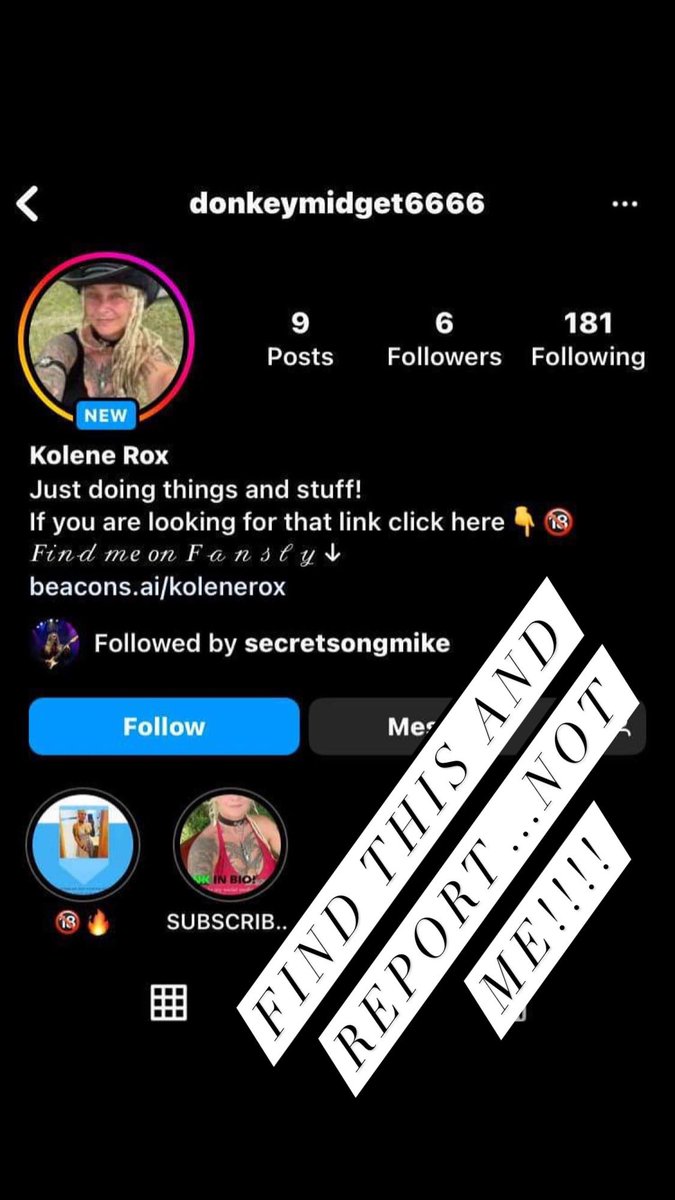 Donkeymidget666's tweet photo. It has been 3 days now with close to 50 people I know saying they reported this fake @instagram acct that STOLE MY PICS AND NAME LINKING THEM TO A PORN SITE, slightly changing the screen name, yet @instagram STILL hasn’t taken it down. I AM FURIOUS. PLEASE HELP BY REPORTING IT!!! https://t.co/jbUMNLLEgv