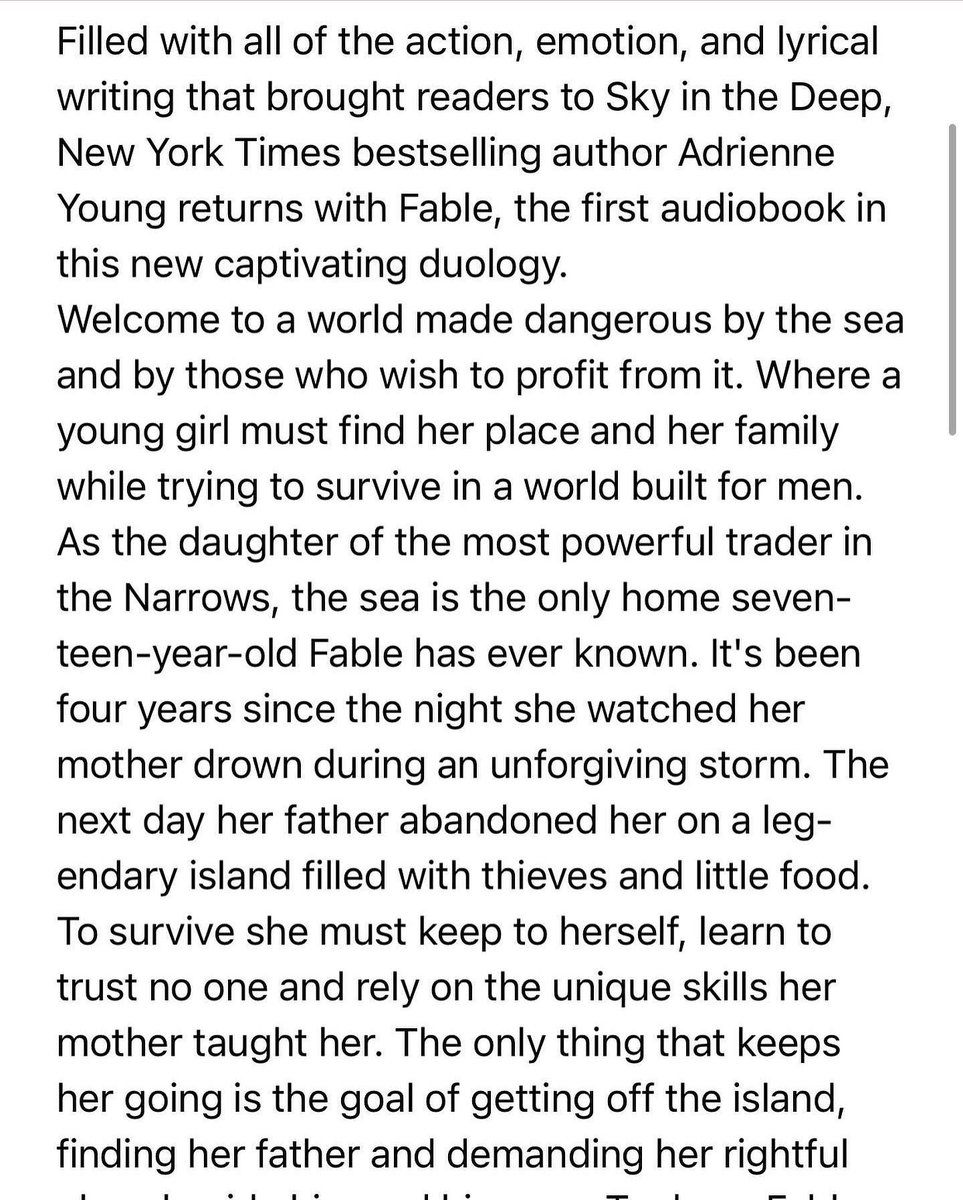 ECCHSmedia's tweet photo. Itโs Wednesday! Todayโs #audiobook spotlight is #adventure book Fable by @adriennebooks. This book is available in the Sora reading app. Swipe for the synopsis, check it out in Sora, and listen to this book on-the-go today! #FableBook #ListenToABook https://t.co/utwbsAM0E3