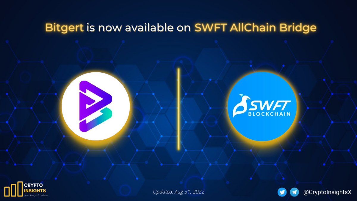 CryptoInsightsX's tweet photo. π’JUST IN: @bitgertbrise is available now on @SwftCoin AllChain Bridgeπ
Get ready for a new Jump #Bitgertcommunityπ
#crypto #CryptoNews #altcoin #BITGERTBRISE #BITGERT #BITGERTBLOCKCHAIN #bitgertswap https://t.co/ByTtl58Ffg