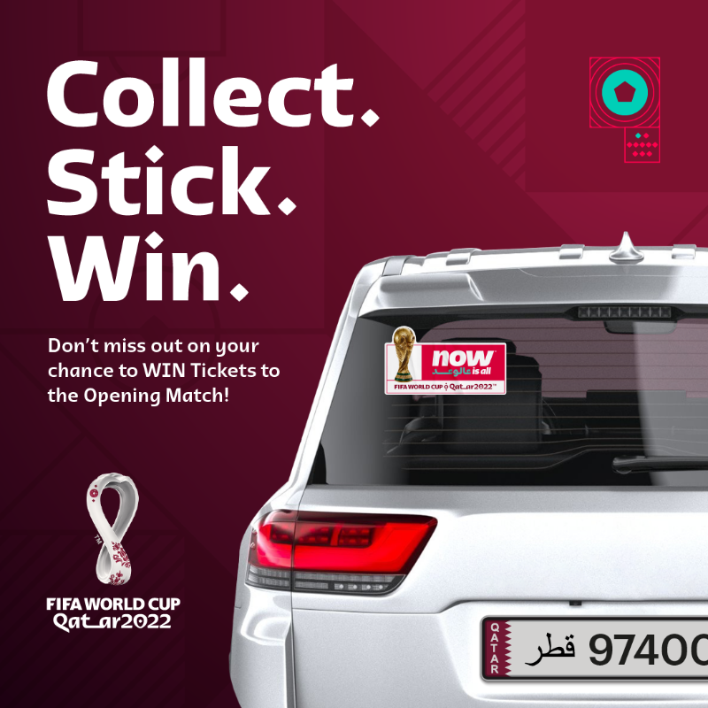 RoadtoQatar_en's tweet photo. Collect. Stick. Win.

Your chance to win Tickets to the Opening Match!

1. Collect your #NowIsAll sticker

2. Stick on your car or in your window

3. Post a picture tagging @Roadto2022 using #NowIsAll

Click below for sticker collection details &amp; competition terms.