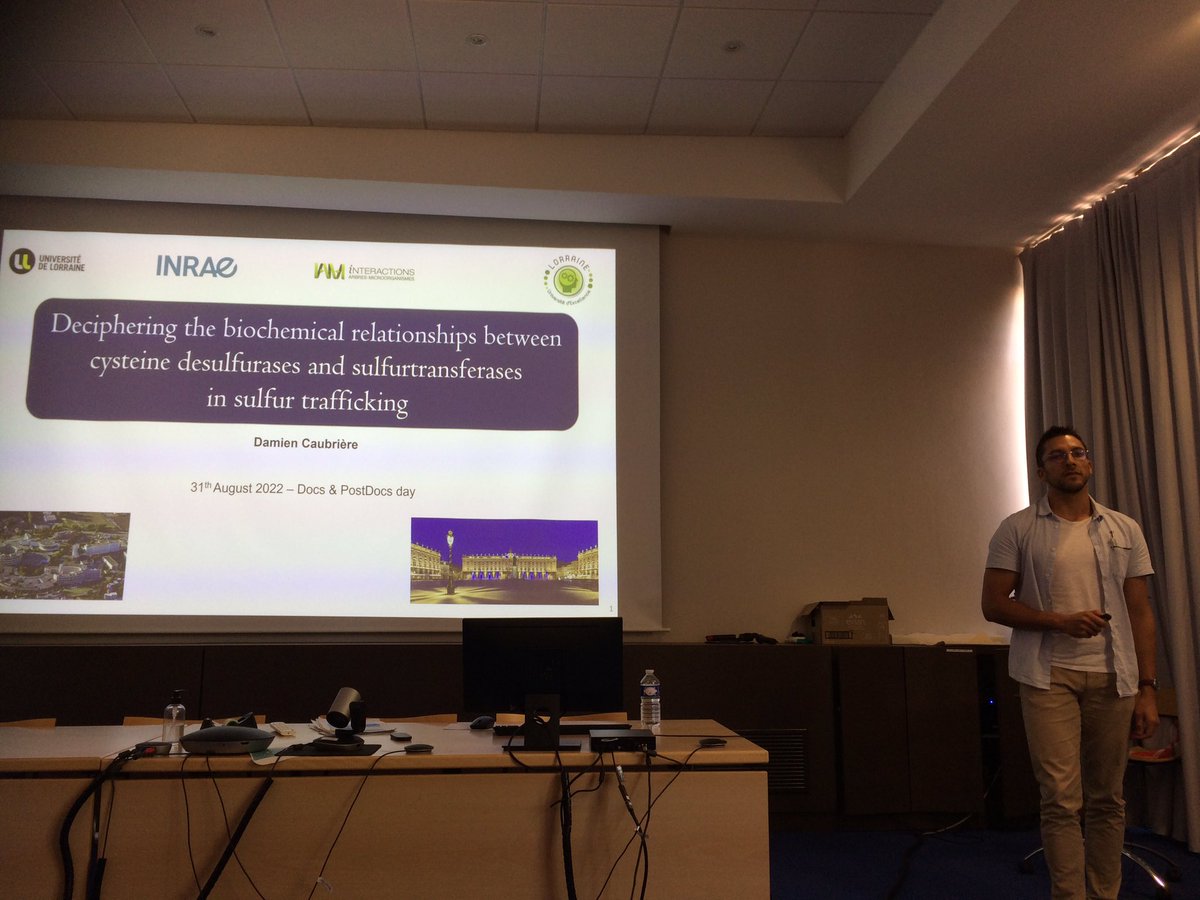 UMR_IAM's tweet photo. #DocPostdocDay: Damien Caubrière on “Deciphering the biochemical relationships between cysteine #desulfurase and #sulfurtransferase protein families in sulfur #trafficking” https://t.co/jZvwODvdaz