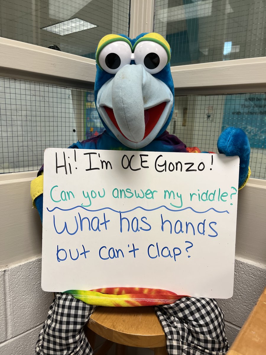 OliveChapelElem's tweet photo. Can YOU answer OCE Gonzo's riddle? @ErinKelleyMay #OCEGonzo #riddlemethis #25yearsofOCE https://t.co/BxfzKDJ7L7