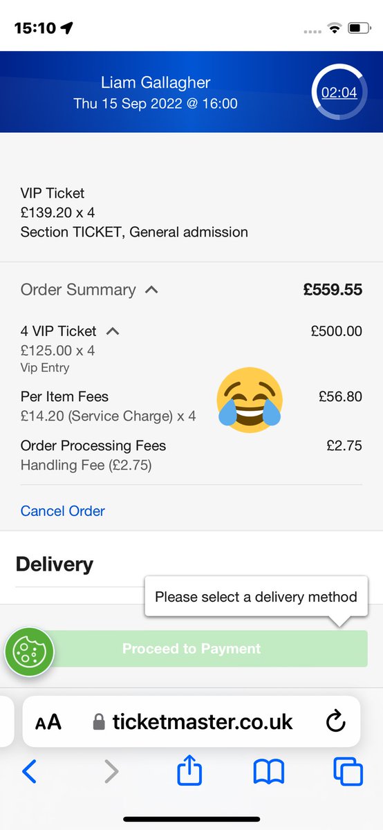 mpt71's tweet photo. @liamgallagher Fucking service charge, piss take 🖕🏽 https://t.co/iE35ZiKioP