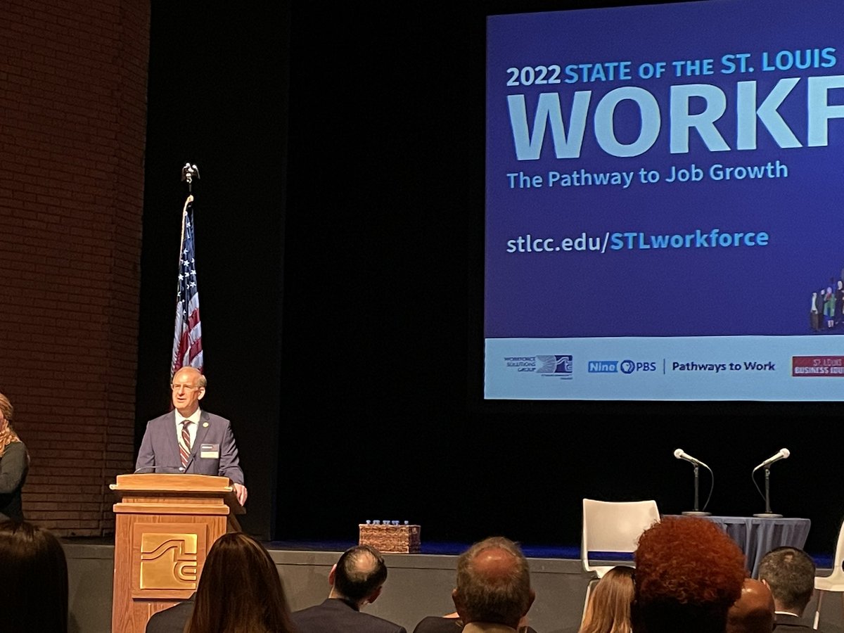 EGasselPerkins's tweet photo. We are beyond excited to host the 2022 State of the St. Louis Workforce event at the @STLCCFloValley campus this year. Dr. Jeff Pittman, our @STLCC chancellor, just kicked us off! #STLCC #Workforce #STLWorkforce #STLCCFV https://t.co/g4eDLacoeo