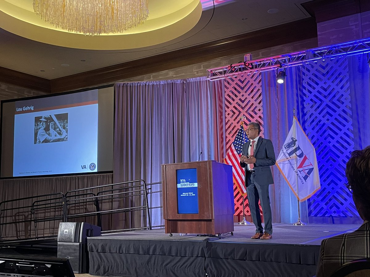 PNMagazine's tweet photo. The sun rises on the final day of the Paralyzed Veterans of America Healthcare Summit + Expo in Dallas, starting with a keynote speech on amyotrophic lateral sclerosis by Huned Patwa, MD. #pno2022 #SummitPVA https://t.co/rwK1rWuYiq