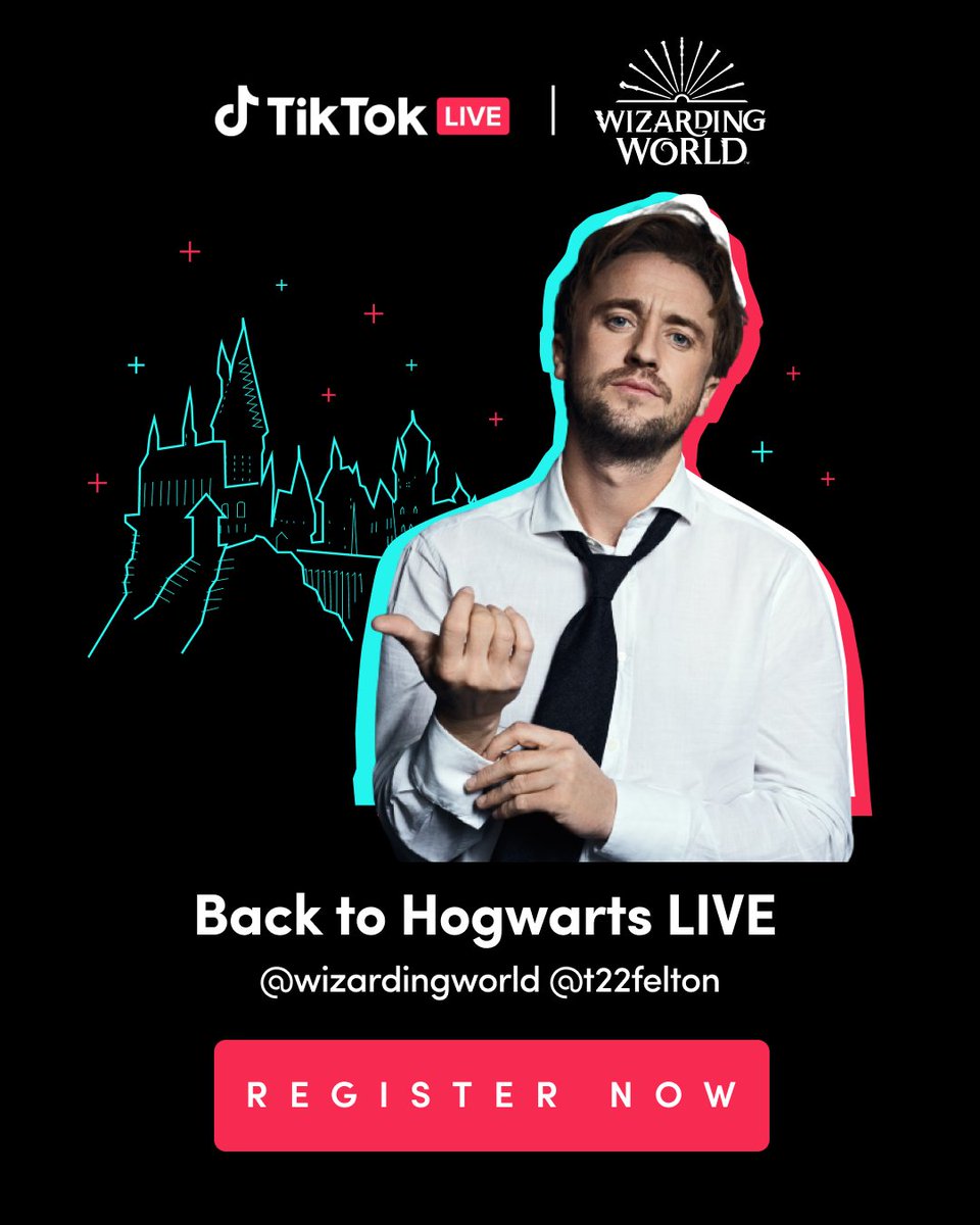 Tomorrow we're heading #BackToHogwarts, and what better way to celebrate than on a TikTok LIVE with the one and only <a href="/TomFelton/">Tom Felton</a>! Follow wizarding.world/6018MJDxs to register now 🌟