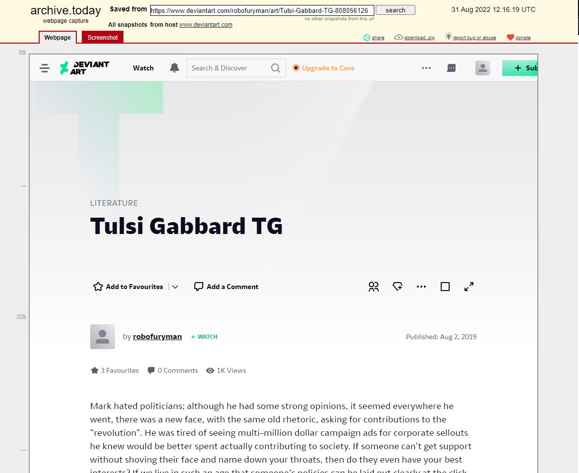 WhitePhillip3's tweet photo. @robofuryman Hello Scott Jacob Johnson, please leave Tulsi Gabbard alone! https://t.co/FMZ8JzDsgM