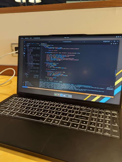 LittleTeeaaa's tweet photo. So far loving my current setup for learning at College!. Currently using a @system76 #darterpro along with @code (LOVING code-server to use my desktop's beefy resources) for peaceful study sessions in the library. <3 https://t.co/Tg82OXK7VX
