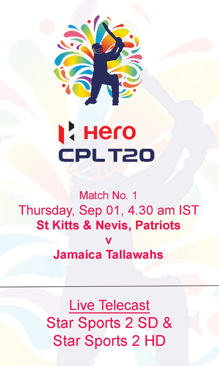 Swinging_Swamy's tweet photo. There is more cricket action in store as #HeroCPL2022 begins tom early morning...
Don't miss the opening clash between #JamaicaTallawahs vs #StKittsandNevisPatriots
@HeroMotoCorp @CPL #HeroCPL https://t.co/T8PJ9vBPFH