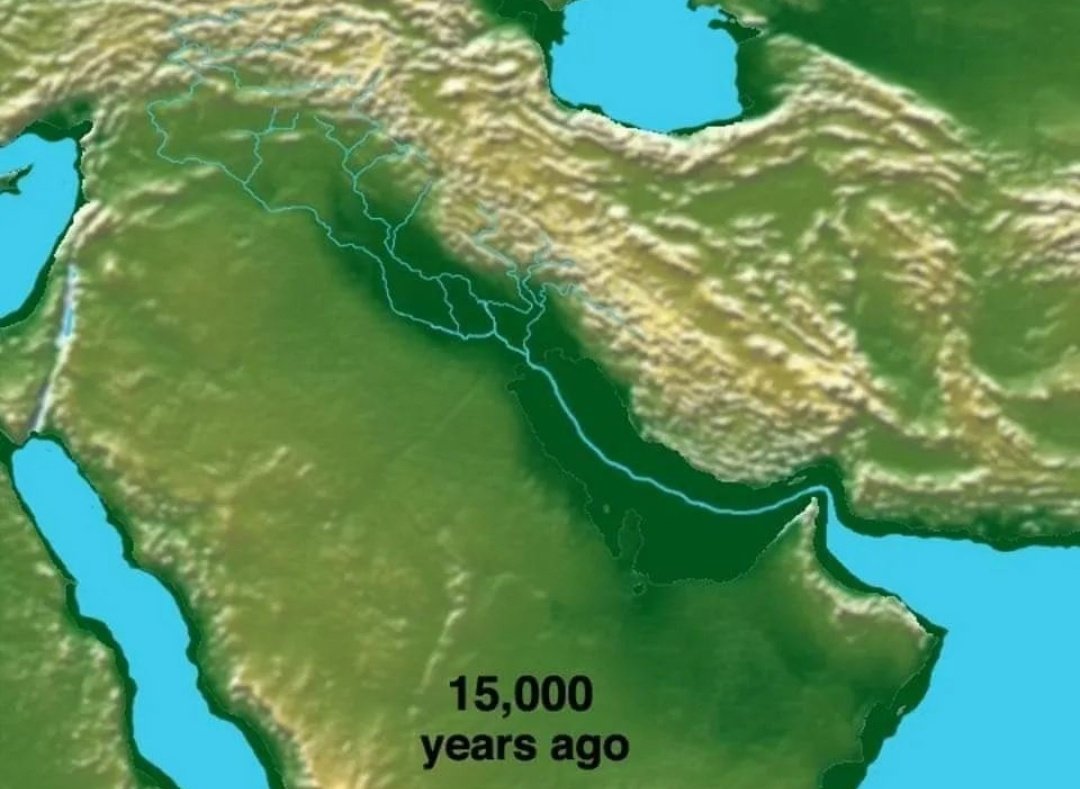 This was Mesopotamia 15000 years ago; where Persian Gulf did not exist yet. Around 15000-20000 years ago, Ice Age was still present, Europe was covered with snow and Arabian Peninsula was one of best places on Earth.

Detailed Post -
instagram.com/p/CgmykeMvXSw/…

#archaeohistories