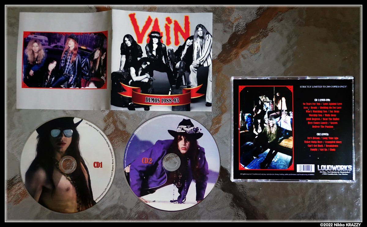 Nikko_KRAZZY's tweet photo. • VAIN "Demos 88-93" (2022) — unofficial 2 Cds limited to 200 copies
#vain #davyvain #glammetal #hairmetal #hardrock #80s #80smusic #sleazerock https://t.co/3ubY7FdJmy