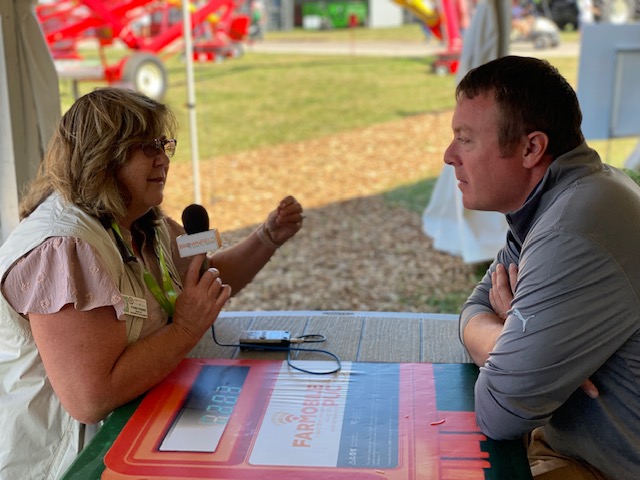 AgGrowthIntl's tweet photo. Cyndi Young, Brownfield Ag Network, talks with Harley Janssen, VP of Customer Success at AGI Digital, about AGI’s field to bin vision for growers. 

#AgNews https://t.co/Jtfzba7U93