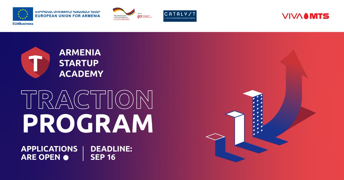 CatalystASA's tweet photo. Excited to announce that Armenia Startup Academy is accepting applications for the 3rd batch of its Traction programme. Apply here: → https://t.co/oSiG477IYG
#StartupAcademy #ASATraction @EU_Armenia @EU4BTechArmenia #EU4Business #TechDevelopment #ITTD @viva_mts https://t.co/LD1iz9ZxMK