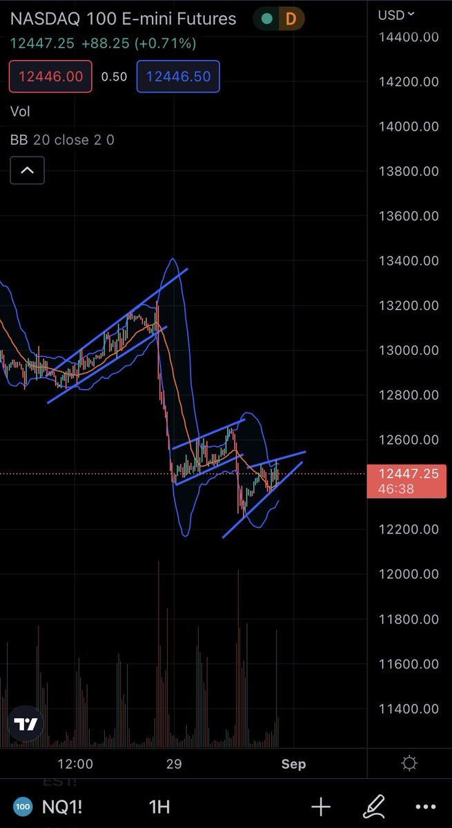 nq__trader's tweet photo. Bearish rising wedge potentially shaping up? https://t.co/2gyzaDW2Se
