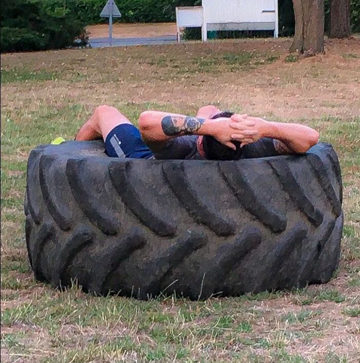 The_Strengthand's tweet photo. The great thing about tire flips? Tractor tires make good nap spot once you're done 😅 
#tyreflip #StrengthTraining #strengthandconditioning https://t.co/BRHFicXMUI