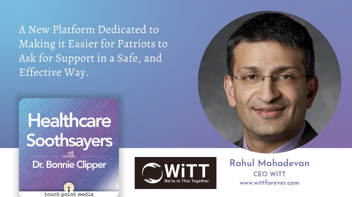 touch point media (@tpmnetwork) on Twitter photo New #HealthcareSoothsayers podcast: Host Bonnie Clipper is joined by guest Rahul Mahadevan to discuss a new platform dedicated to making it easier for patriots to ask for support in a safe, and effective way.
Listen: touchpoint.health/podcast/rahul-… New #HealthcareSoothsayers podcast: Host Bonnie Clipper is joined by guest Rahul Mahadevan to discuss a new platform dedicated to making it easier for patriots to ask for support in a safe, and effective way.
Listen: touchpoint.health/podcast/rahul-…