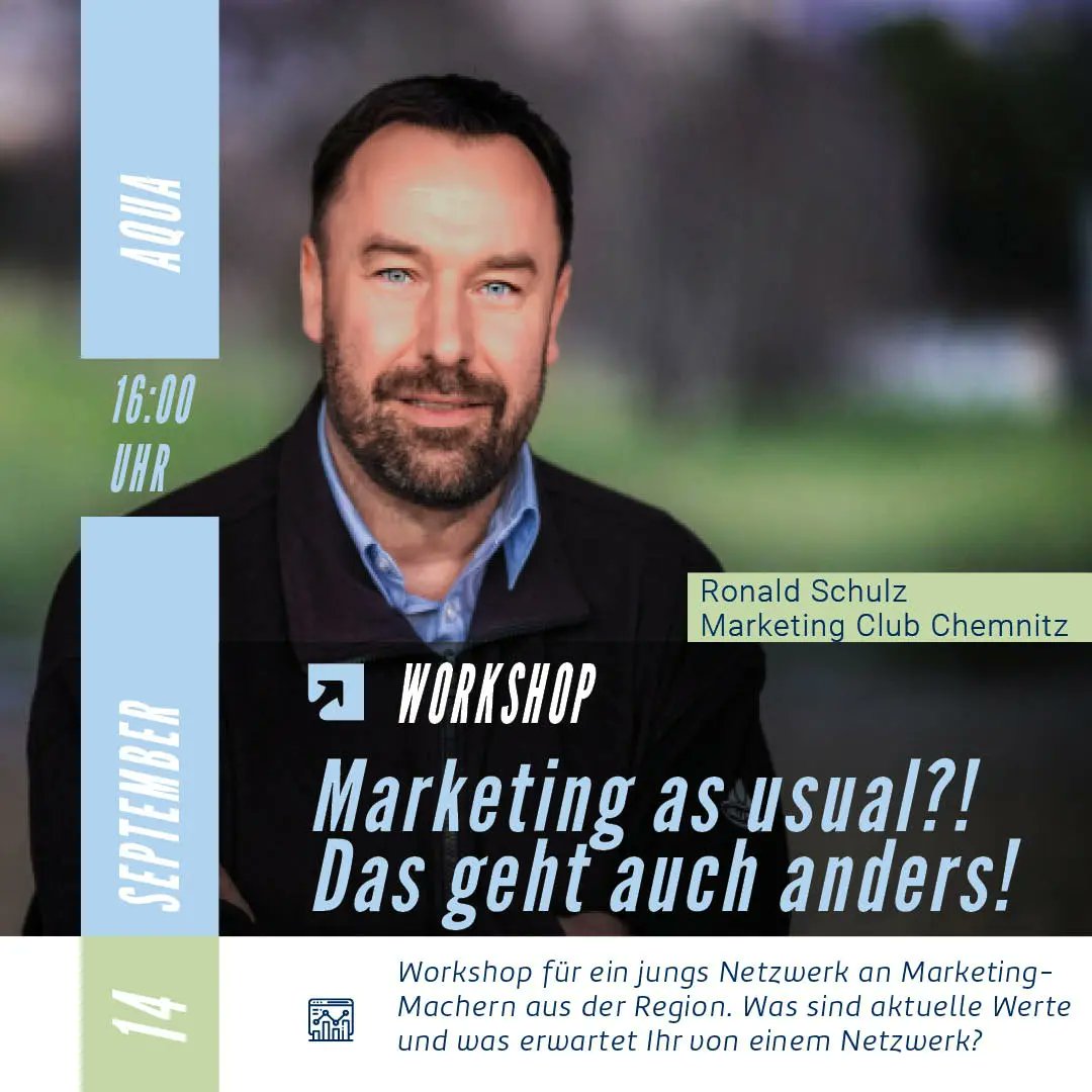 digisummit_eu's tweet photo. WORKSHOP PREVIEW • „Marketing as usual?! Das geht doch auch anders!“

Marcus Lehmann und Ronald Schulz begrüßen Euch am ersten Konferenztag um *16:30* Uhr im Raum Aqua!

#digisummit #marketingclubchemnitz https://t.co/gCACWMW6sq