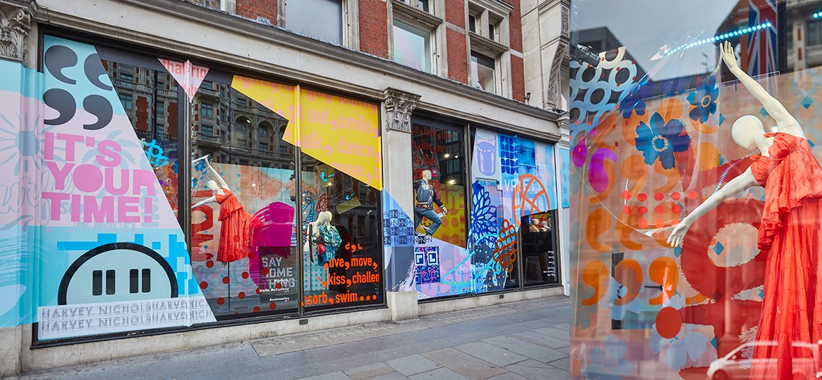 wingfieldstudio's tweet photo. Our project @harveynichols Knightsbridge is in for one more week, if you’re that side of town!…#design #display #artwork #largescaleprint #colour #graphic https://t.co/ryVNYEh1k1