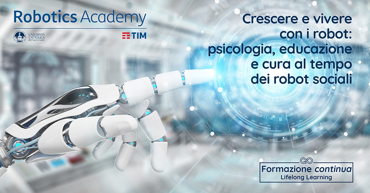 GruppoTIM's tweet photo. #RoboticsAcademy: al via il corso executive in #robotica sociale: “Crescere e vivere con i robot”, realizzato da #TIM e 
@Unicatt. Lezioni teoriche e pratiche per approfondire e progettare interventi specifici focalizzati sull’interazione uomo-robot. 
Candidati entro il 21/09! 👇