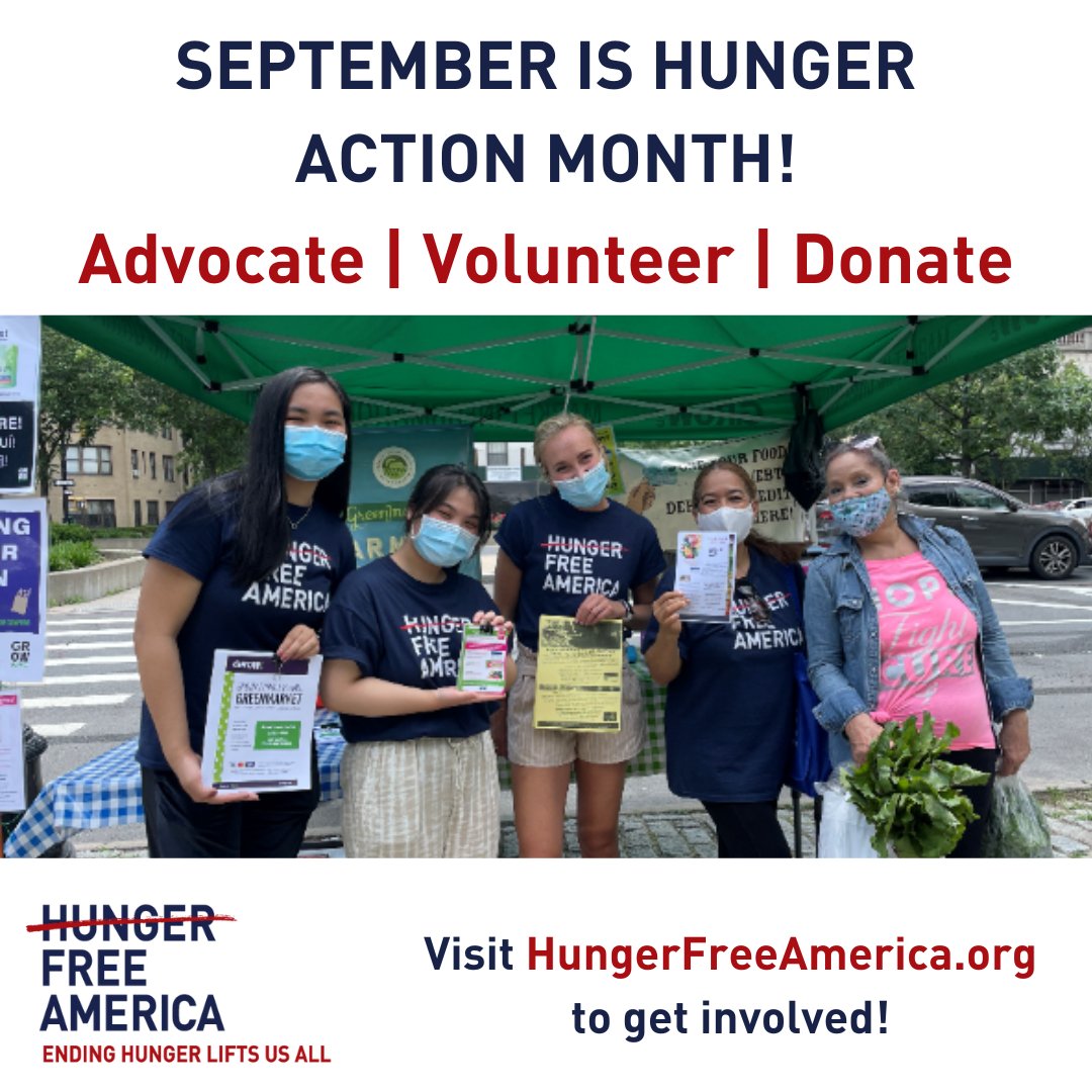 HungerFreeUSA's tweet photo. Tomorrow is the start of #HungerActionMonth! Throughout September we'll be sharing ways for you to take action to help end hunger in America. Visit our website for more information on how to get involved. #EndingHungerLiftsUsAll #HungerFreeAmerica #EndHunger https://t.co/Z9NGOtB556
