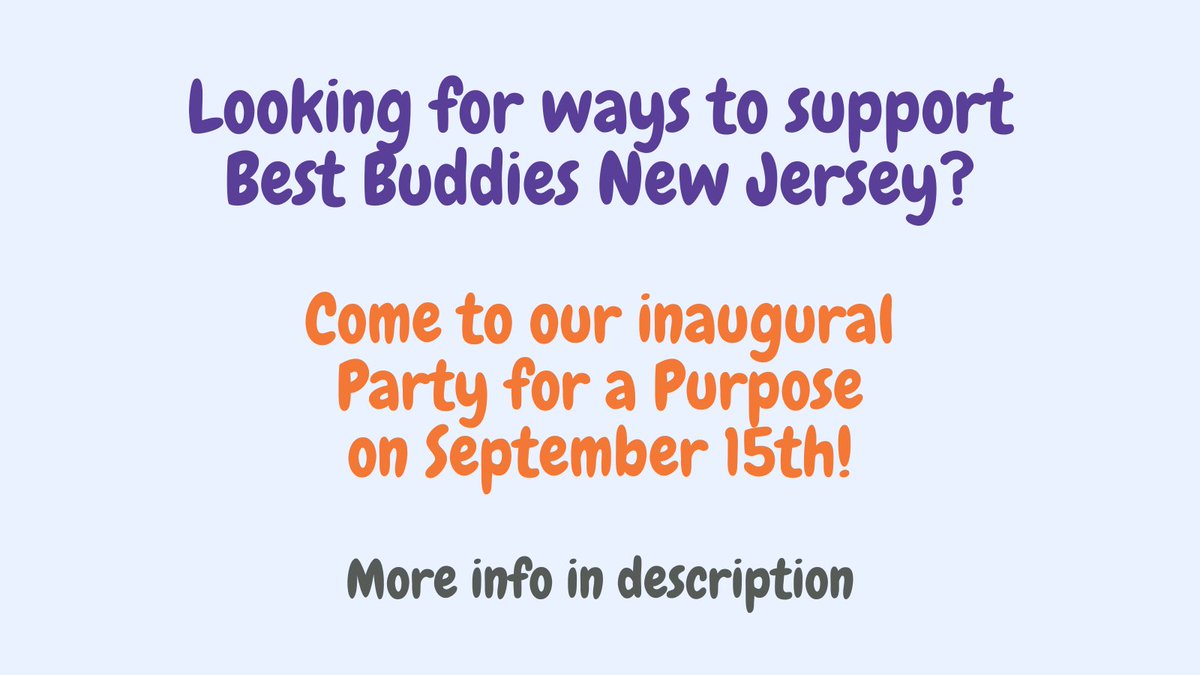 BestBuddiesNJ's tweet photo. You can give with confidence with Best Buddies, knowing that we spend the money we receive on our mission of inclusion.
To support our mission, consider attending Party for a Purpose on September 15! For more info, https://t.co/yykRwCue5s
#BBNJ #P4aP #PartyForAPurpose https://t.co/m8eDb7kKvu