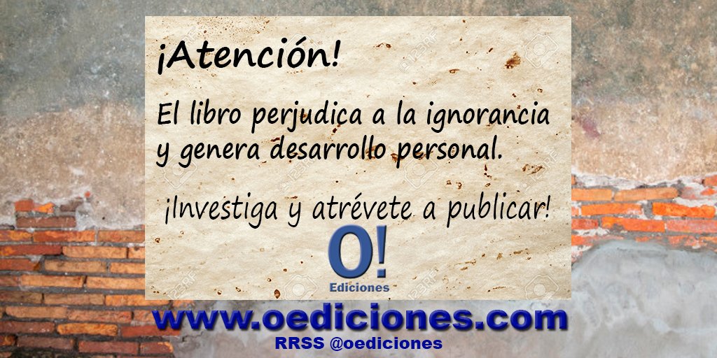 ediciones_o's tweet photo. ¡Hay tantas cosas por publicar, y en O! Ediciones las estamos produciendo.
Visítanos y forma parte de nuestro selecto universo de Autores.
https://t.co/suPn9dZAwf https://t.co/Jq5vYvn81o