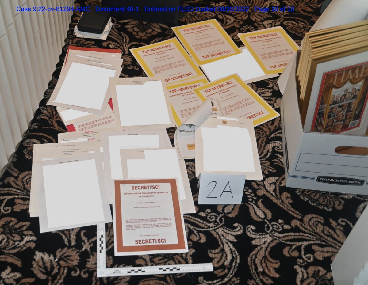 nycsouthpaw's tweet photo. A number of the Secret and Top Secret documents the FBI discovered and photographed are marked "HCS," the designation the intelligence community uses for compartmented information from human sources. https://t.co/2A9paCZRv2