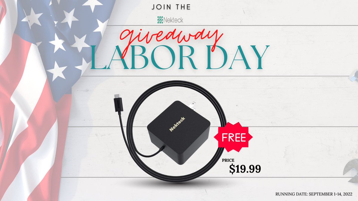 NekteckOfficial's tweet photo. YOUR HARD WORK DESERVES A REWARD!  
Get a chance to win 1 FREE Nekteck Wall Charger in 6ft and 45W.
How to enter? 
Complete the actions needed here https://t.co/UddV2t9M8Z

Tag your friends for more chances of winning! 
The lucky winner will be announced on the 15th of September. https://t.co/mXrw3r7YzV